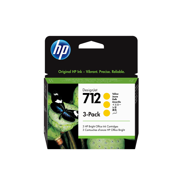 HP 712 3x29ml Yellow DesignJet Ink Cartridge WW