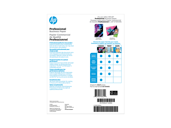 HP Professional Business Paper, Matte, 48 lb, 8.5 x 11 in. (216 x 279 mm), 150 sheets CH016A - Rear