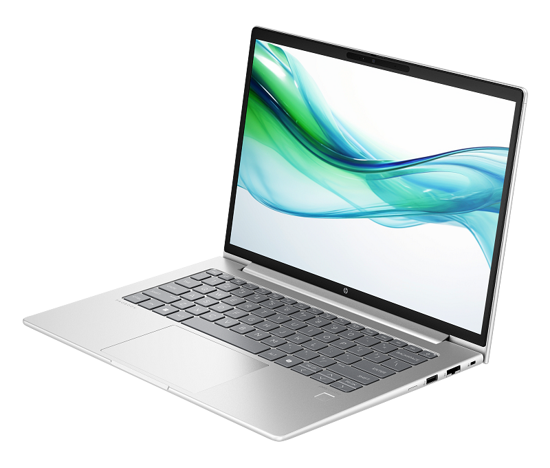 HP ProBook 445 G11 14 NaturalSilver WWAN T IRcam FPR CoreSet AHS WhiteBG FrontLeftOpen