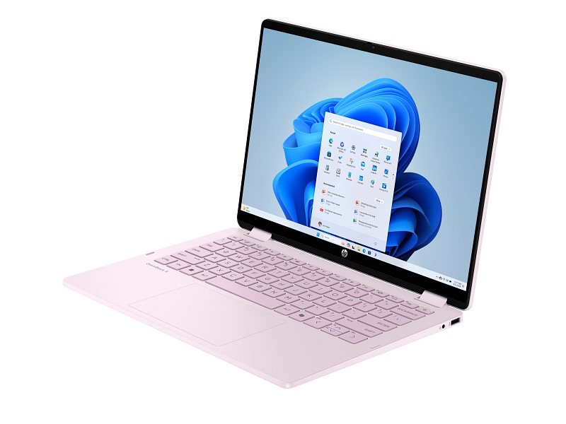 25C1 OmniBook 5 Flip 14 Powder Pink T IR Cam nonSD nonFPR Win 11 Core Set FrontLeft WhiteBG