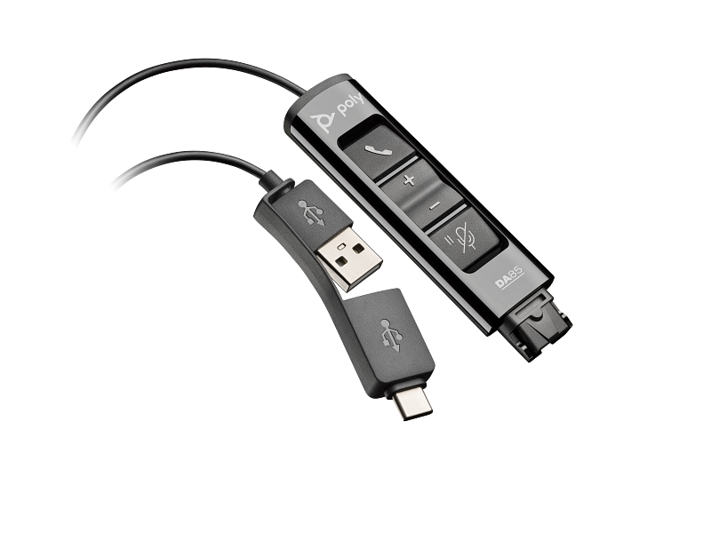 Poly DA85 USB to QD Black Adapter TAA, -786C7AA 2 Poly DA85 - USB Adapter to Quick Disconnect, Call Buttons