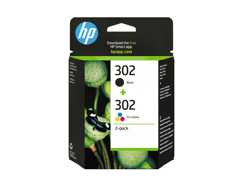 HP 302 Original Ink Cartridge 2-Pack, X4D37-80010, X4D37AE