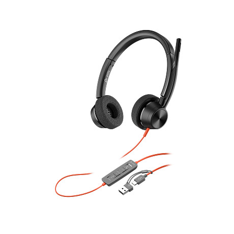 HP 8X219AA Poly Blackwire 3320 sztereó USB-C headset + USB-C–USB-A-adapter