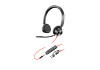 HP 8X222AA Poly Blackwire 3325 sztereó USB-C headset Microsoft Teams-tanúsítvánnyal + 3,5 mm-es csatlakozó + USB-C–USB-A-adapter