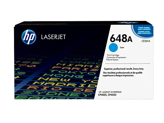 HP Laser Toner Cartridges and Kits, HP 648A Cyan Original LaserJet Toner Cartridge, CE261A