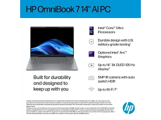HP OmniBook 7 14-fr0000sl – Portatile 14” 2K OLED, Intel Core Ultra 7 255U, 16GB RAM, 1TB SSD, Windows 11, Argento