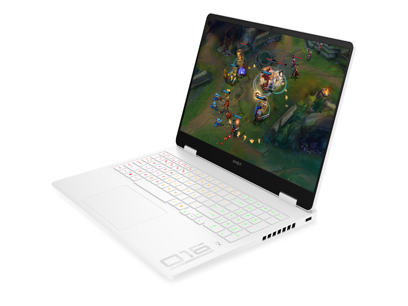 25C1 OMEN MAX 16 Gaming Laptop PC Ceramic White NT nonFPR 4-Zone LoL Art Screen Core Set FrontLeft WhiteBG