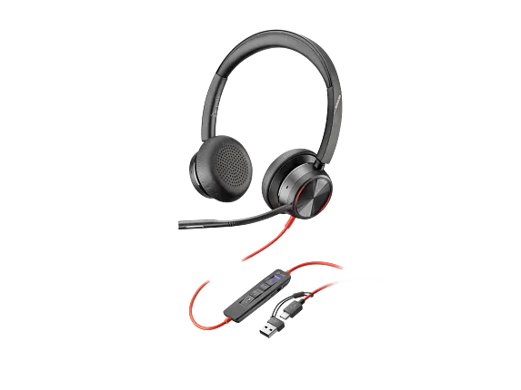 Audio, Poly Blackwire 8225 Stereo Microsoft Teams Certified USB-C Headset +USB-C/A Adapter