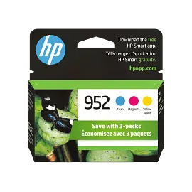 HP 952 3-pack Cyan/Magenta/Yellow Original Ink Cartridges, N9K27AN#140