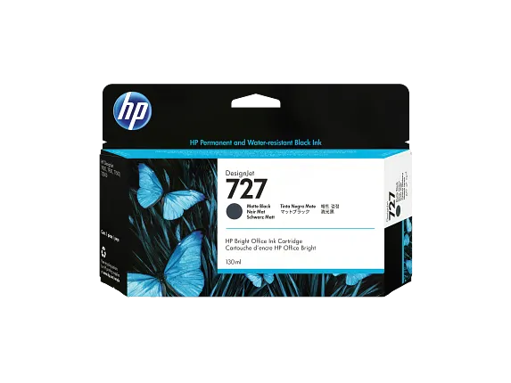 Ink Supplies, HP 727 130-ml Matte Black DesignJet Ink Cartridge, B3P22A