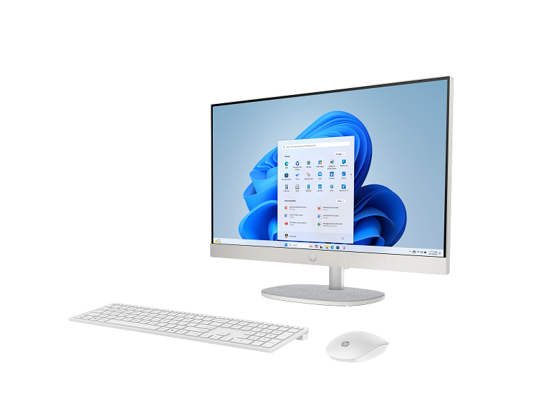 25C1 All-in-One Desktop PC 27 Shell White Light Grey Felt T NT HAS Swiss Brie 2.0 Copilot Core Set FrontLeft CamDown WhiteBG