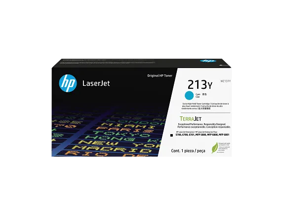 HP Laser Toner Cartridges and Kits, HP 213Y Extra High Yield Cyan LaserJet Toner Cartridge, W2131Y