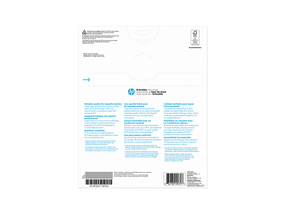 HP Everyday Photo Paper, Glossy, 52 lb, 8.5 x 11 in. (216 x 279 mm), 50 sheets Q8723A - Rear
