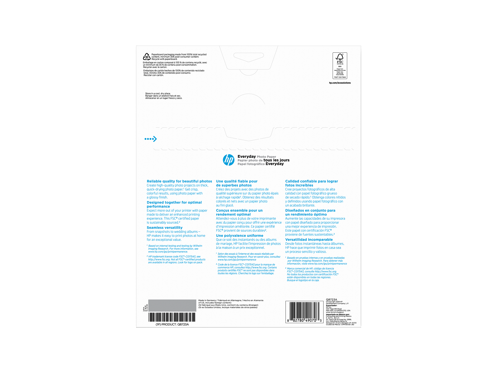 HP Everyday Glossy Fotopapier | 50 Blatt | Brief | 8,5 x 11 Zoll | Q8723A - Bild 3 von 10