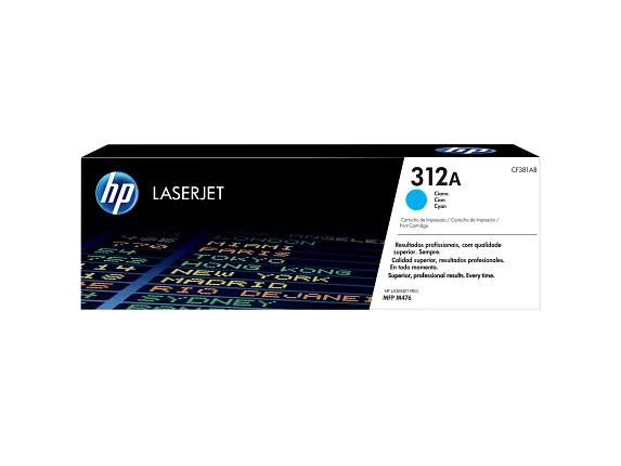 HP Laser Toner Cartridges and Kits, HP 312A Cyan Original LaserJet Toner Cartridge, CF381A