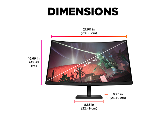 HP OMEN by HP 31.5 inch QHD 165Hz Curved Gaming Monitor laptop