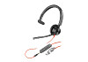 HP 8X218AA Poly Blackwire 3315 monaurális, Microsoft Teams-tanúsítvánnyal rendelkező USB-C headset + 3,5 mm-es csatlakozó + USB-C–USB-A-adapter