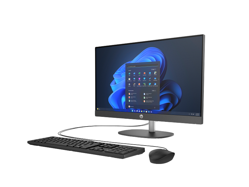 HP ProOne 240 23.8 inch G10 All-in-One Desktop PC WW IronGray T NT HAS Wired Win11 CoreSet VisID WhiteBG FrontLeft
