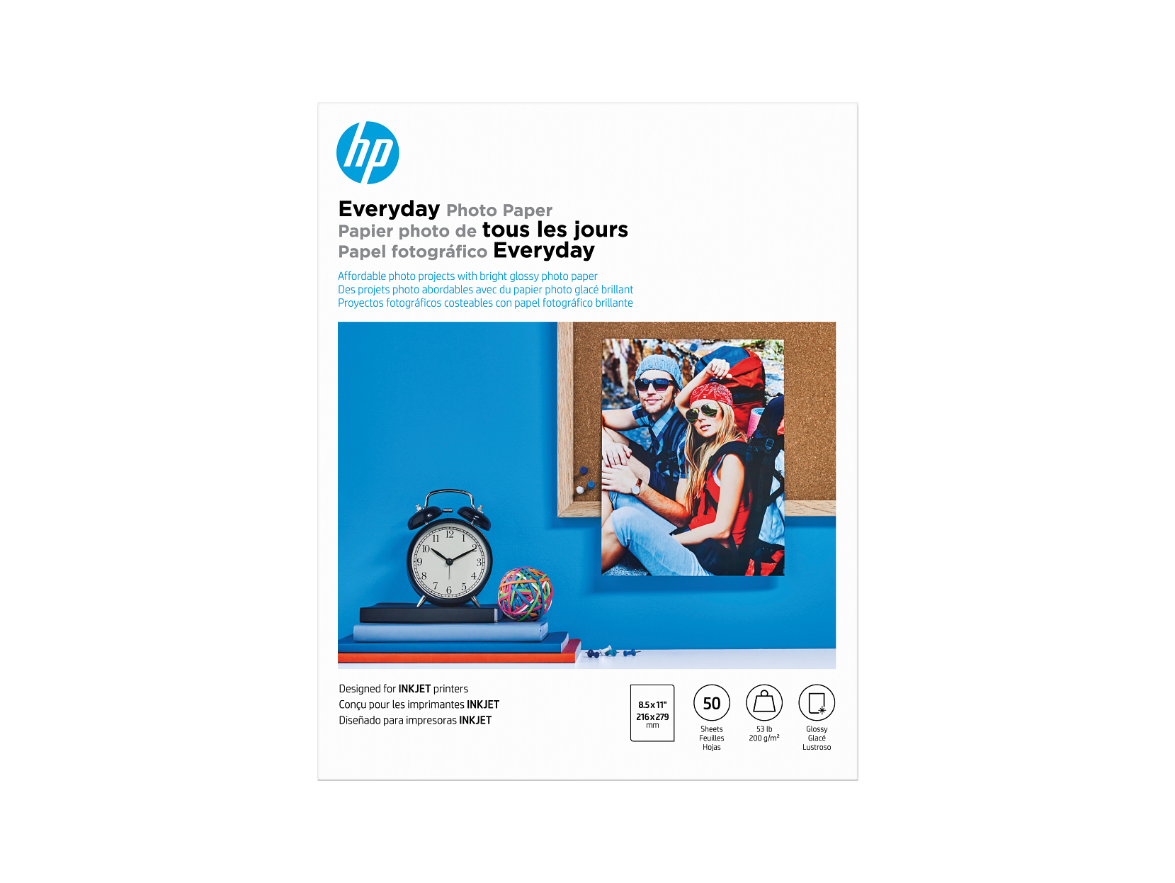 HP Everyday Glossy Fotopapier | 50 Blatt | Brief | 8,5 x 11 Zoll | Q8723A - Bild 1 von 10