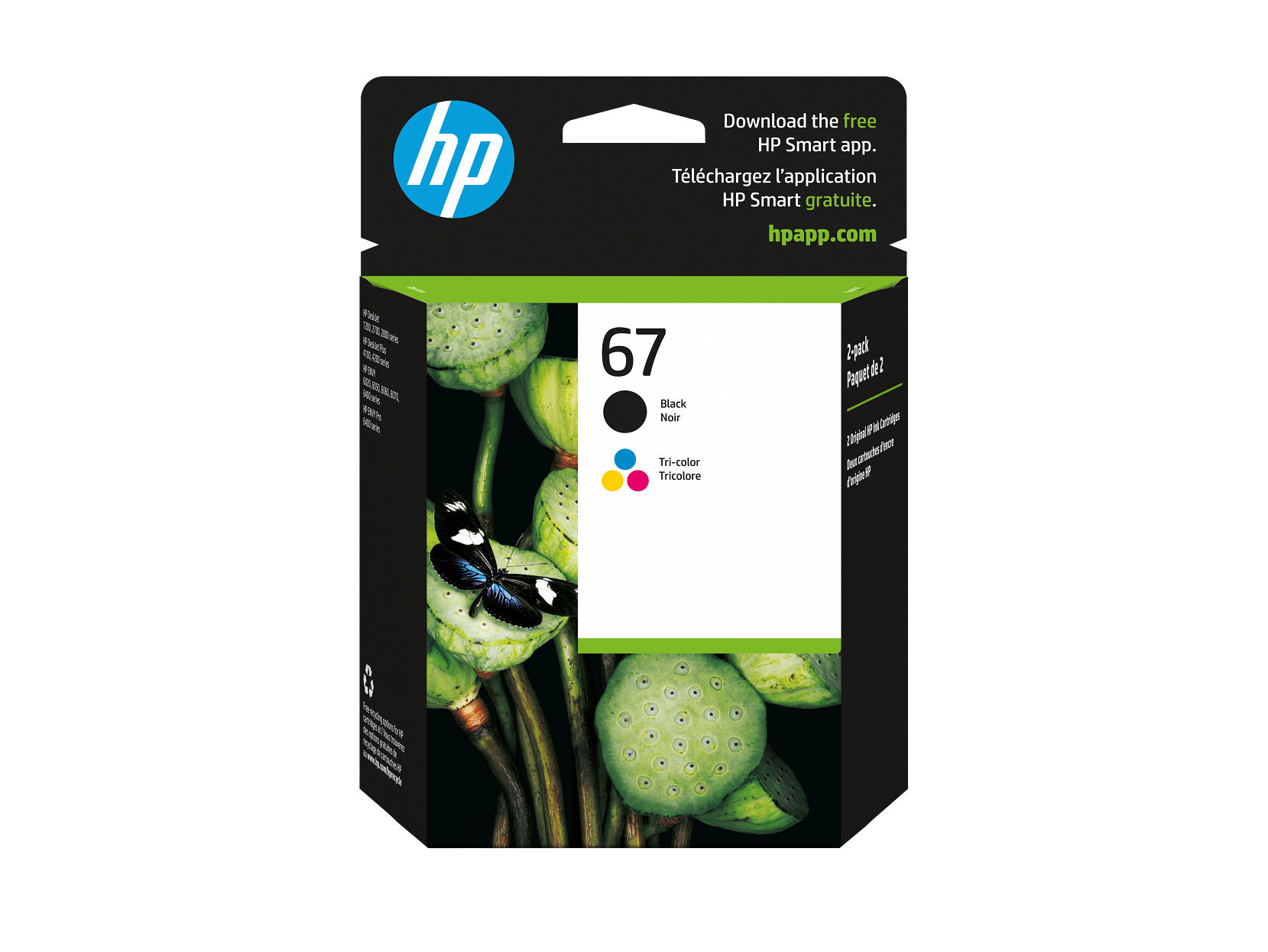 HP 67 2-pack Black/Tri-color Original Ink Cartridges, 3YP29AN#140 - Bild 1 von 7