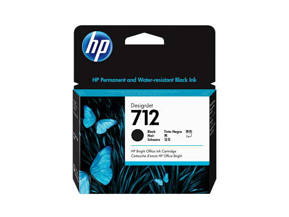 HP 712 80ml Black DesignJet Ink Cartridge, 3ED71A