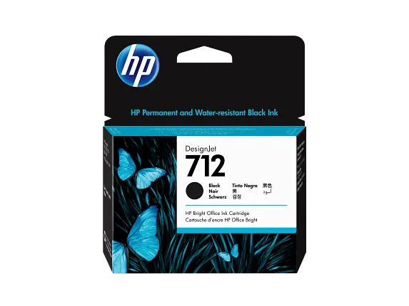 Series 1 of 2 Ink Supplies, HP 712 80ml Black DesignJet Ink Cartridge, 3ED71A