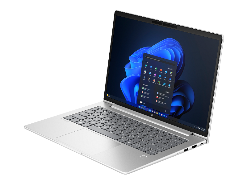 HP ProBook 445 G11 14 NaturalSilver WWAN T IRcam FPR CoreSet Win11 WhiteBG FrontLeftOpen