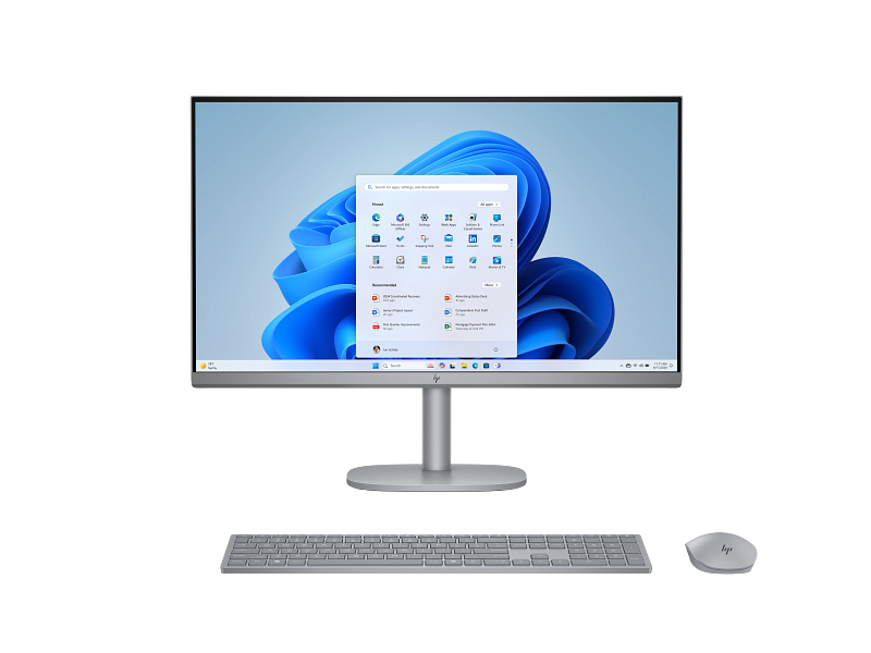 24C2-ENVY 27 Meteor Silver T FHD Swiss Brie KBM Win11 Core Set Front WhiteBG