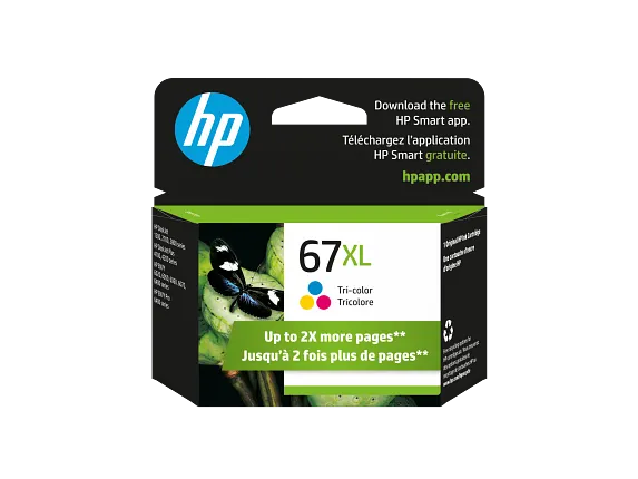 Series 1 of 10 Ink Supplies, HP 67XL High Yield Tri-color Original Ink Cartridge, 3YM58AN#140