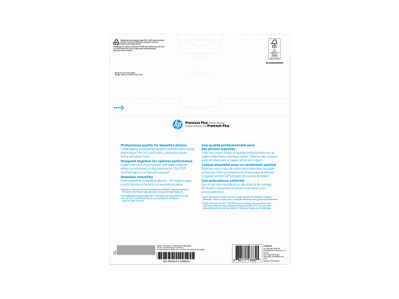 HP Premium Plus Photo Paper, Satin, 80 lb, 8.5 x 11 in. (216 x 279 mm), 50 sheets CR667A - Rear