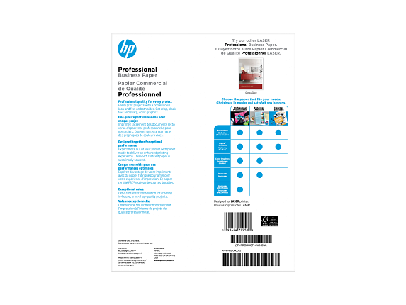 HP Professional Business Paper, Matte, 52 lb, 8.5 x 11 in. (216 x 279 mm), 150 sheets 4WN05A - Rear