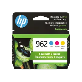 HP 962 3-pack Cyan/Magenta/Yellow Original Ink Cartridges, 3YP00AN#140
