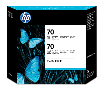 HP 70 2-pack 130-ml Photo Black DesignJet Ink Cartridges