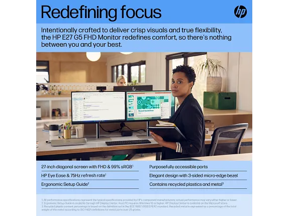 HP E27 G5 FHD Monitor, цвет: Fhd (1920 X 1080) (6n4e2aa#aba) — фото 7