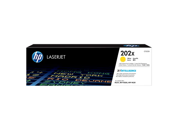HP Laser Toner Cartridges and Kits, HP 202X High Yield Yellow Original LaserJet Toner Cartridge, CF502X