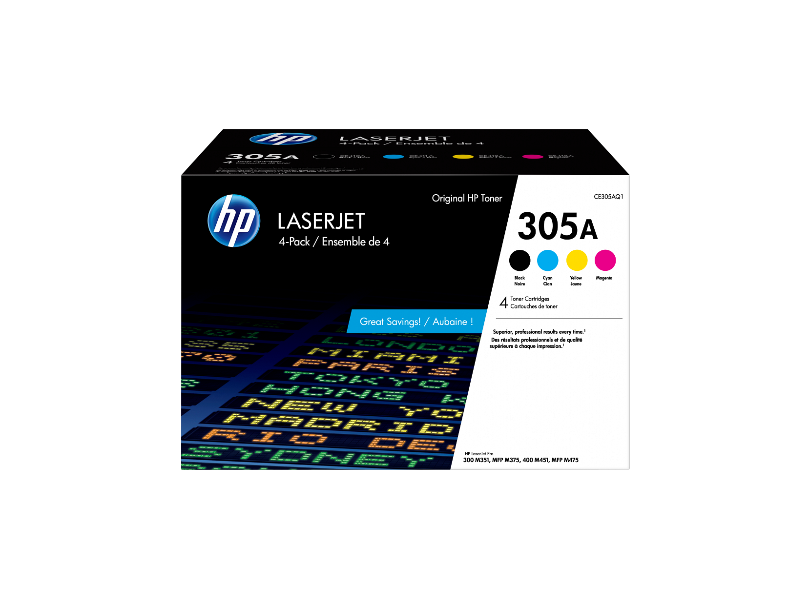 HP 305A 4-pack Black/Cyan/Magenta/Yellow Original LaserJet Toner Cartridges, - Afbeelding 1 van 7