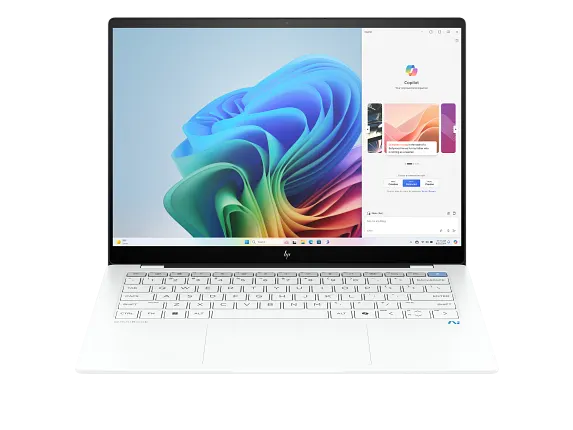 HP Home Laptop PCs, HP OmniBook X Laptop 14, Windows 11 Home, 14", Touch screen, Qualcomm® Snapdragon®, 16GB RAM, 512GB SSD, 2.2K, Ceramic white