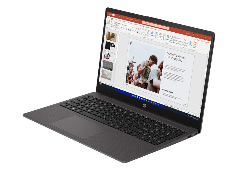 HP 250 G10 15 Inch Notebook PC DF DarkAsh NT HDcam FPR Catalog Win11 WhiteBG FrontLeft
