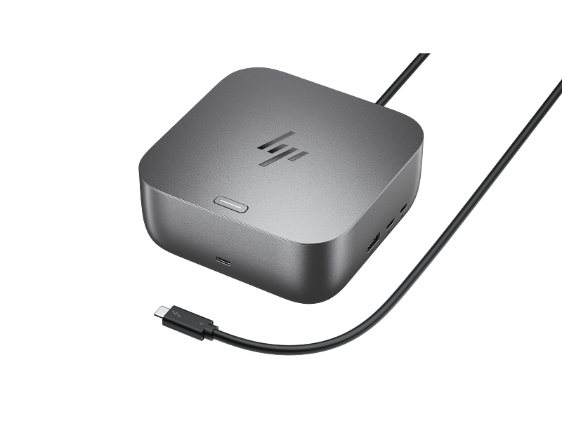 HP-Thunderbolt-4-100W-G6-Dock-MeteorSilver-Hero-WhiteBG-LeftFacingCable