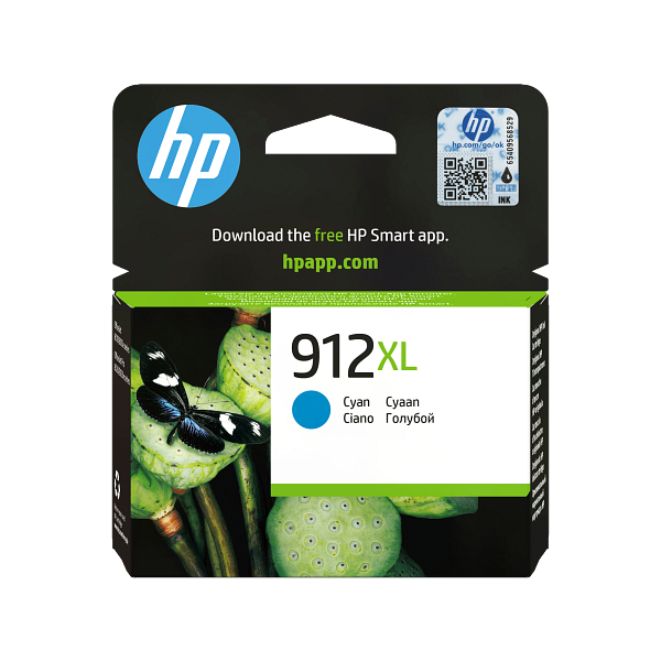 HP 912XL High Yield Cyan Original Ink Cartridge, 3YL81-80013, 3YL81AE