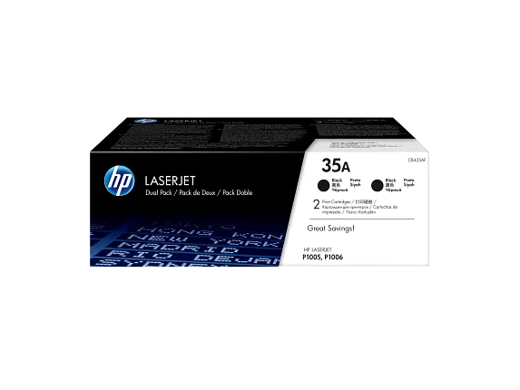 HP Laser Toner Cartridges and Kits, HP 35A 2-pack Black Original LaserJet Toner Cartridges, CB435D
