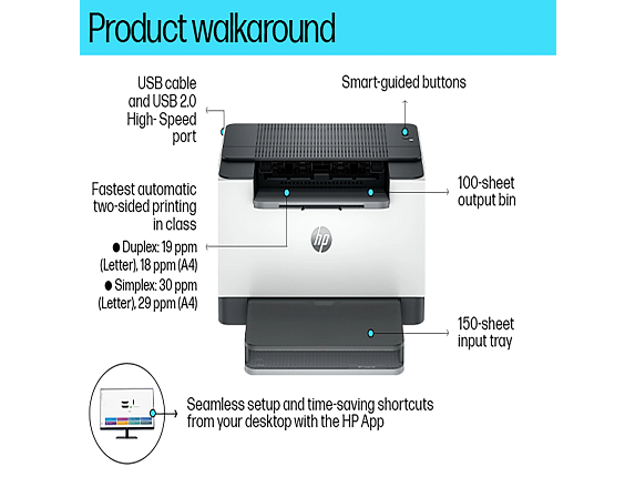 HP LaserJet M209d Laser Printer, Black And White Mobile Up to 20,000 - Afbeelding 7 van 10