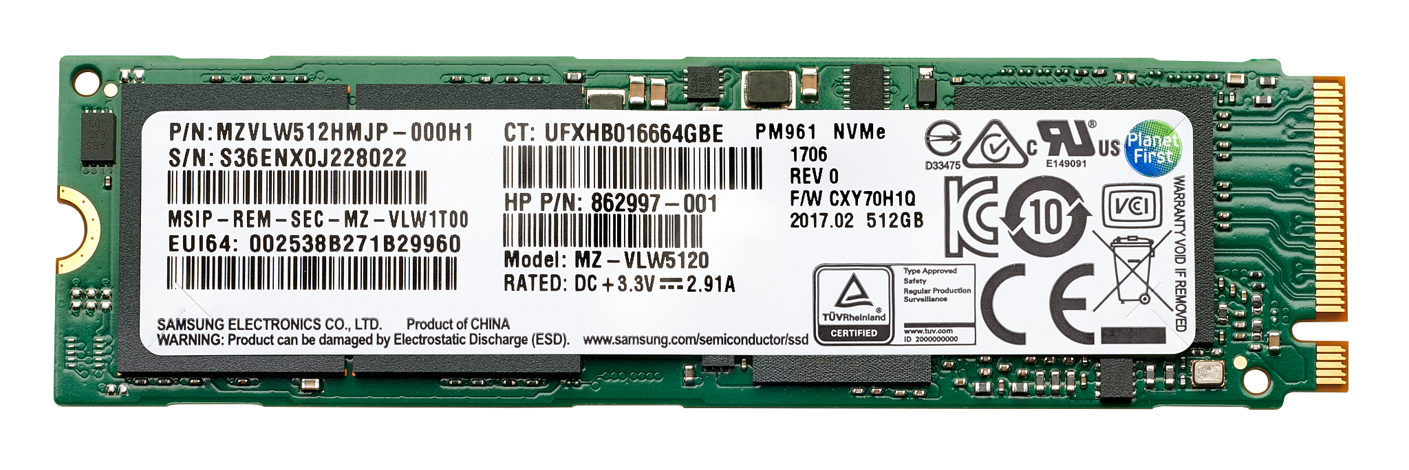 512GB PCIe 4x4 NVMe TLC SSD