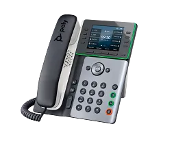 Poly Edge E350 IP Phone and PoE-enabled + Poly Savi 8445 Office Convertible Headset Bundle