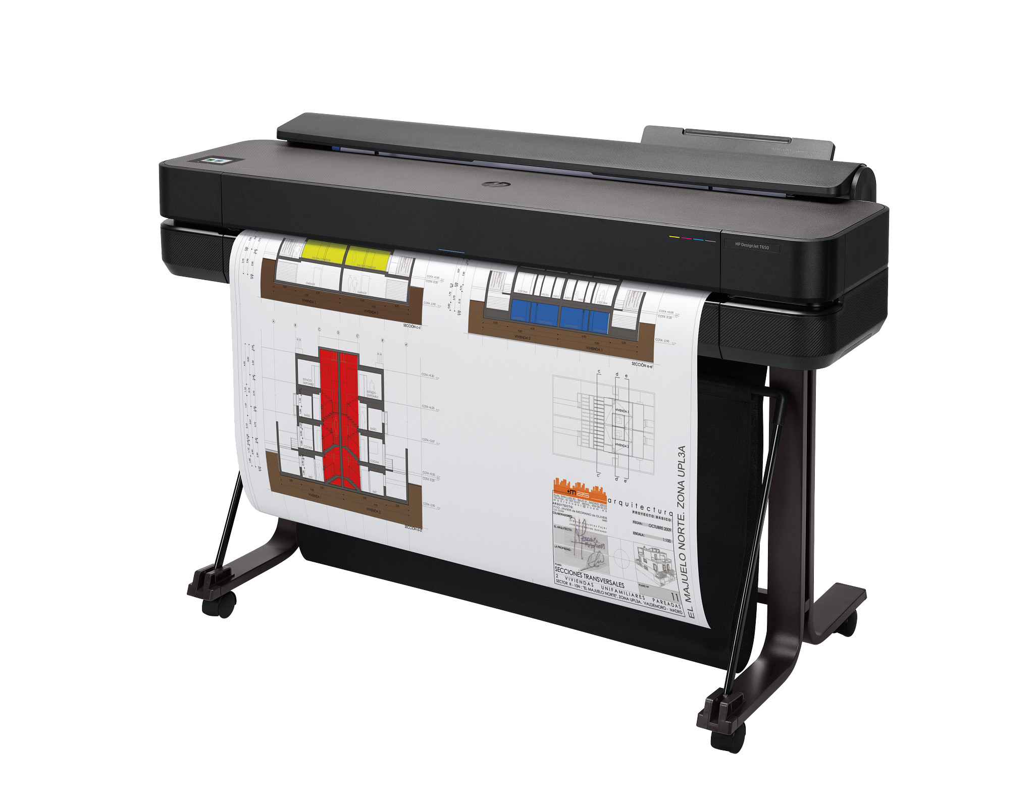HP DesignJet T650 Large Format 36" Plotter Printer – High-Speed, CAD & Poster Printer with Auto Sheet Feeder, Media Bin & Stand and 2 year warranty