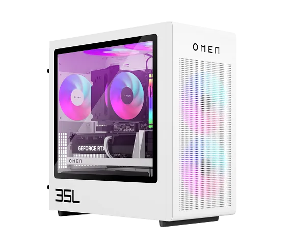 HP Home Desktop PCs, OMEN 35L Gaming Desktop GT16-0077m PC, Windows 11 Home, AMD Ryzen™ 5, 32GB RAM, 512GB SSD, NVIDIA® GeForce RTX™ 4070 SUPER, Ceramic white