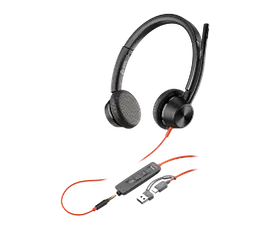Poly Blackwire 3325 Stereo Microsoft Teams Certified USB-C Headset +3.5mm Plug +USB-C/A Adapter