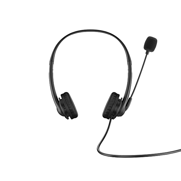 21C2 - HP Stereo USB Headset G2 Shadow Black Coreset Front Boom Up