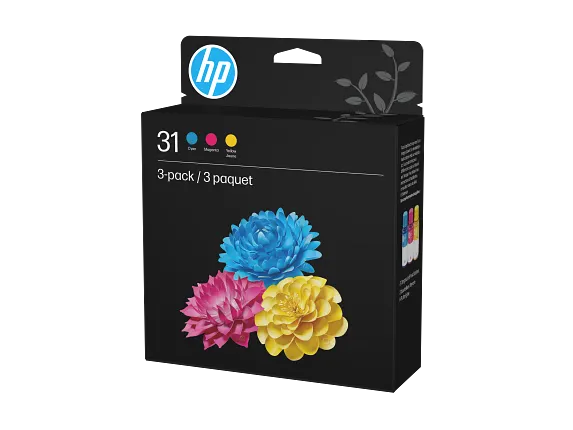 HP 31 Color Original Ink Bottle Combo 3-Pack, 9C228AN