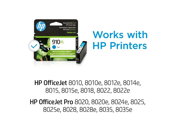 Series 6 of 10 Ink Supplies, HP 910XL High Yield Cyan Original Ink Cartridge, 3YL62AN#140